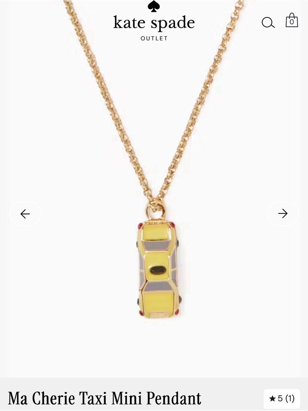 Kate Spade Taxi charm necklace